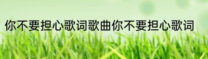 你不要担心歌词歌曲你不要担心歌词