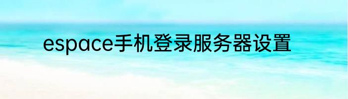 espace手机登录服务器设置