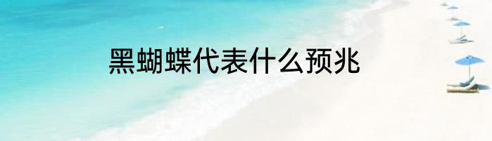 黑蝴蝶代表什么预兆