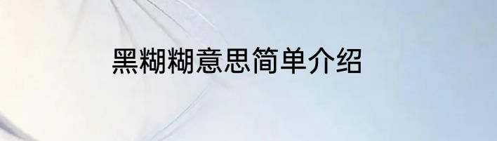 黑糊糊意思简单介绍