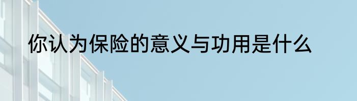 你认为保险的意义与功用是什么