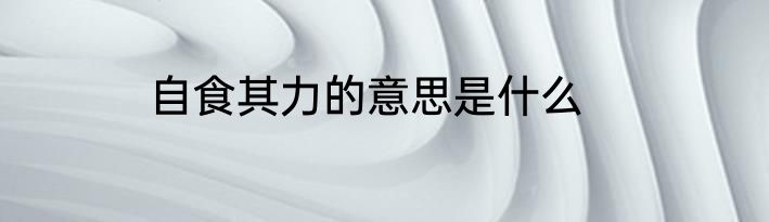 自食其力的意思是什么