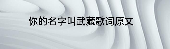 你的名字叫武藏歌词原文
