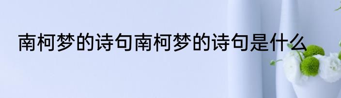 南柯梦的诗句南柯梦的诗句是什么