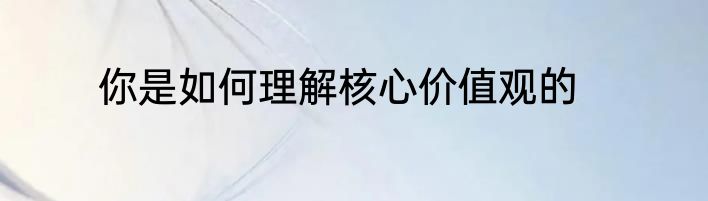 你是如何理解核心价值观的