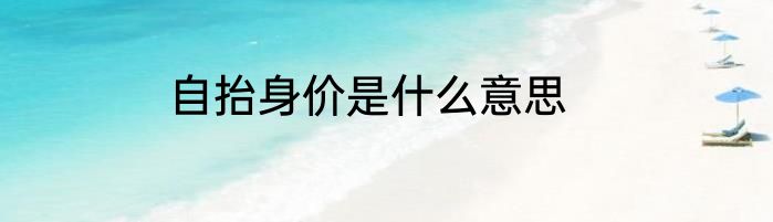自抬身价是什么意思