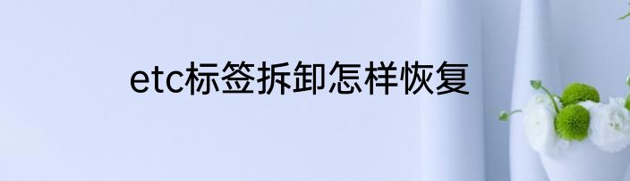 etc标签拆卸怎样恢复