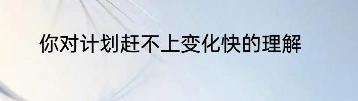 你对计划赶不上变化快的理解