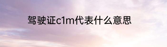 驾驶证c1m代表什么意思