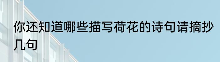 你还知道哪些描写荷花的诗句请摘抄几句