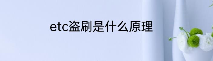 etc盗刷是什么原理
