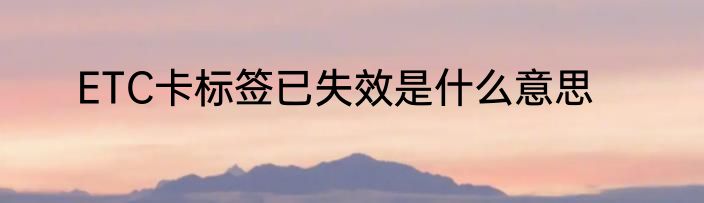 ETC卡标签已失效是什么意思