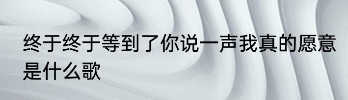 终于终于等到了你说一声我真的愿意是什么歌