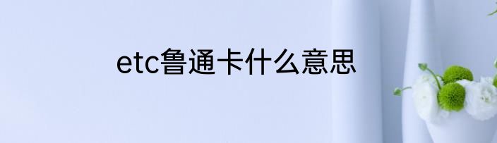 etc鲁通卡什么意思