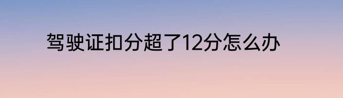 驾驶证扣分超了12分怎么办