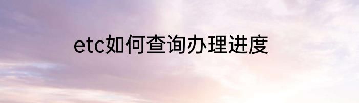 etc如何查询办理进度