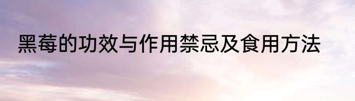 黑莓的功效与作用禁忌及食用方法