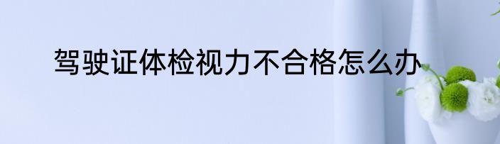 驾驶证体检视力不合格怎么办