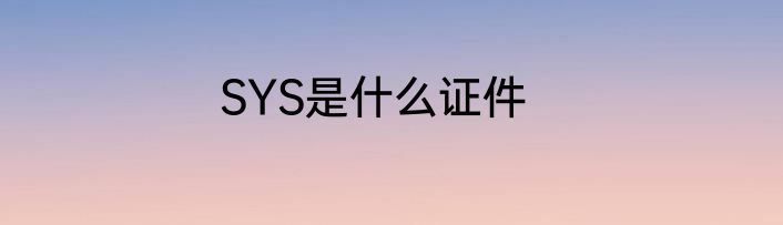 SYS是什么证件