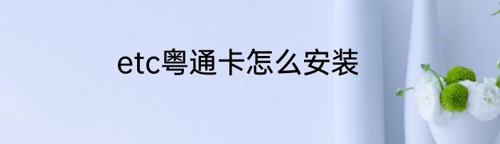 etc粤通卡怎么安装