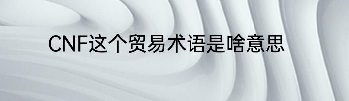 CNF这个贸易术语是啥意思