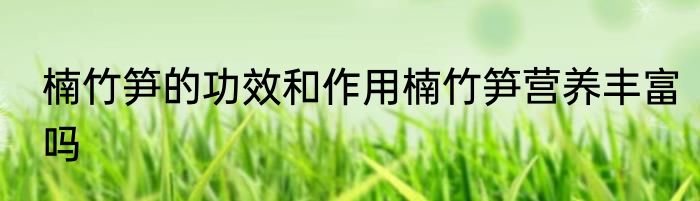 楠竹笋的功效和作用楠竹笋营养丰富吗