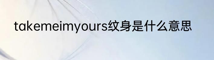 takemeimyours纹身是什么意思