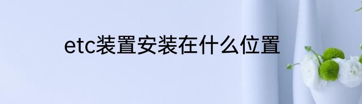 etc装置安装在什么位置