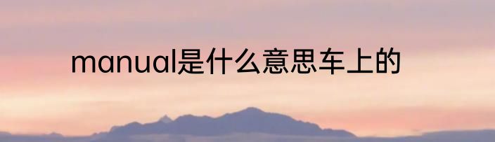 manual是什么意思车上的