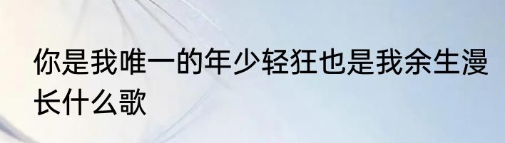你是我唯一的年少轻狂也是我余生漫长什么歌