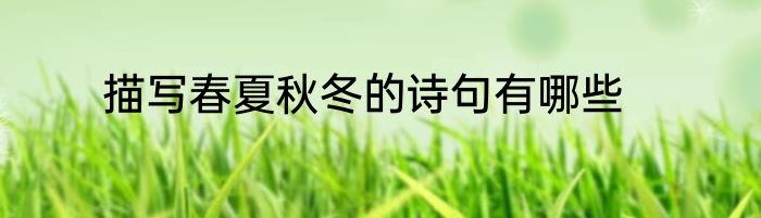 描写春夏秋冬的诗句有哪些