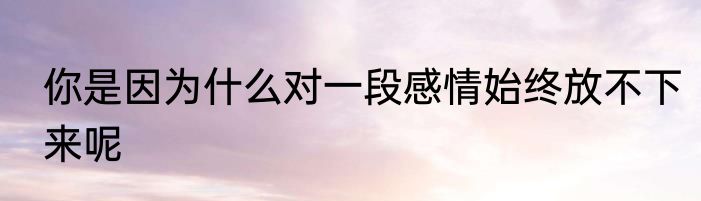 你是因为什么对一段感情始终放不下来呢