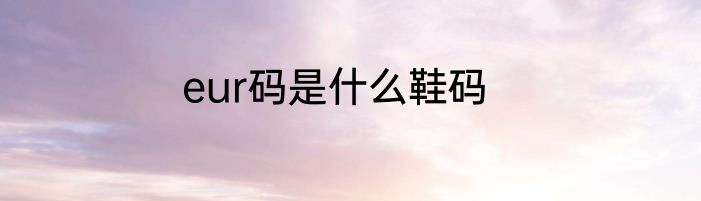 eur码是什么鞋码