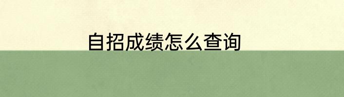 自招成绩怎么查询