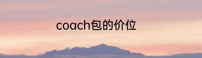 coach包的价位