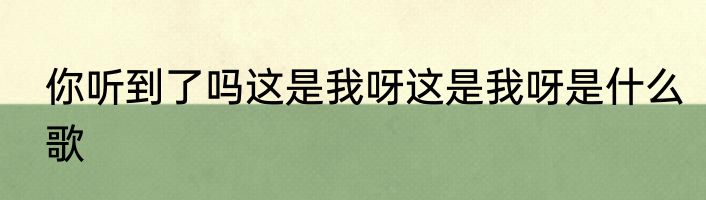 你听到了吗这是我呀这是我呀是什么歌