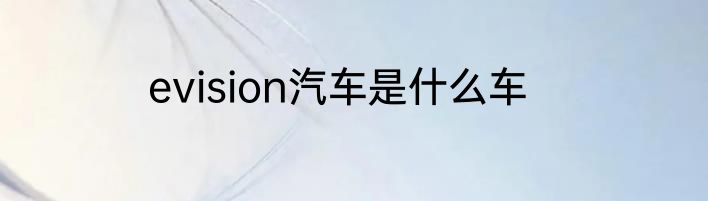 evision汽车是什么车