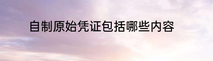 自制原始凭证包括哪些内容