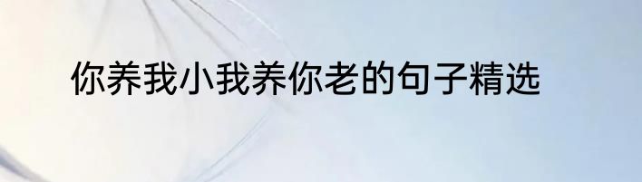 你养我小我养你老的句子精选