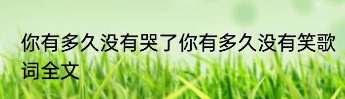 你有多久没有哭了你有多久没有笑歌词全文