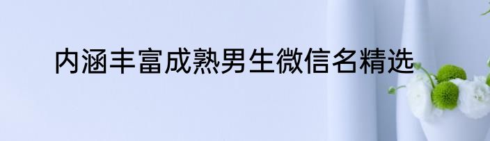 内涵丰富成熟男生微信名精选