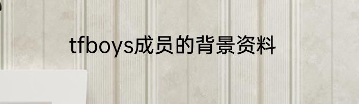 tfboys成员的背景资料
