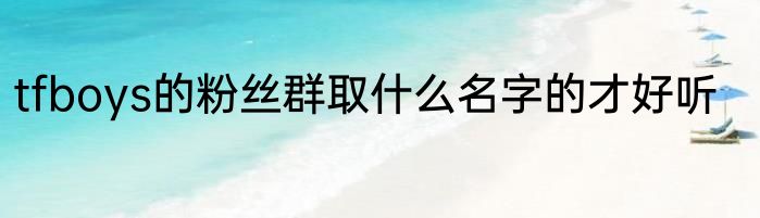 tfboys的粉丝群取什么名字的才好听