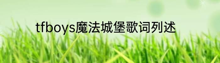 tfboys魔法城堡歌词列述