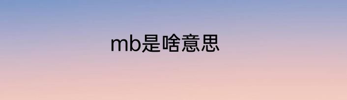 mb是啥意思