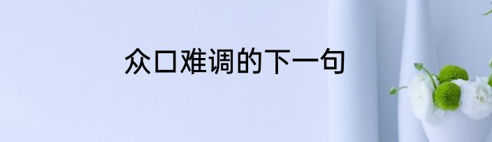 众口难调的下一句