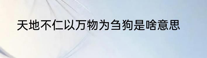 天地不仁以万物为刍狗是啥意思