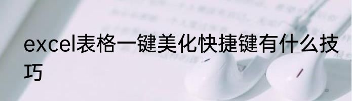 excel表格一键美化快捷键有什么技巧