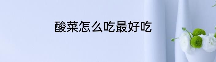 酸菜怎么吃最好吃
