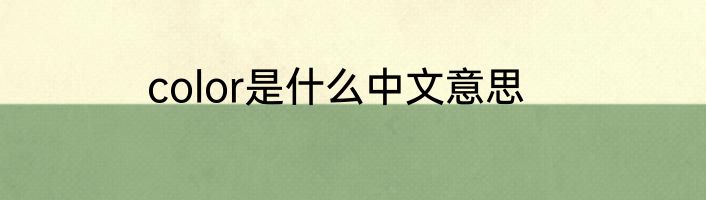 color是什么中文意思